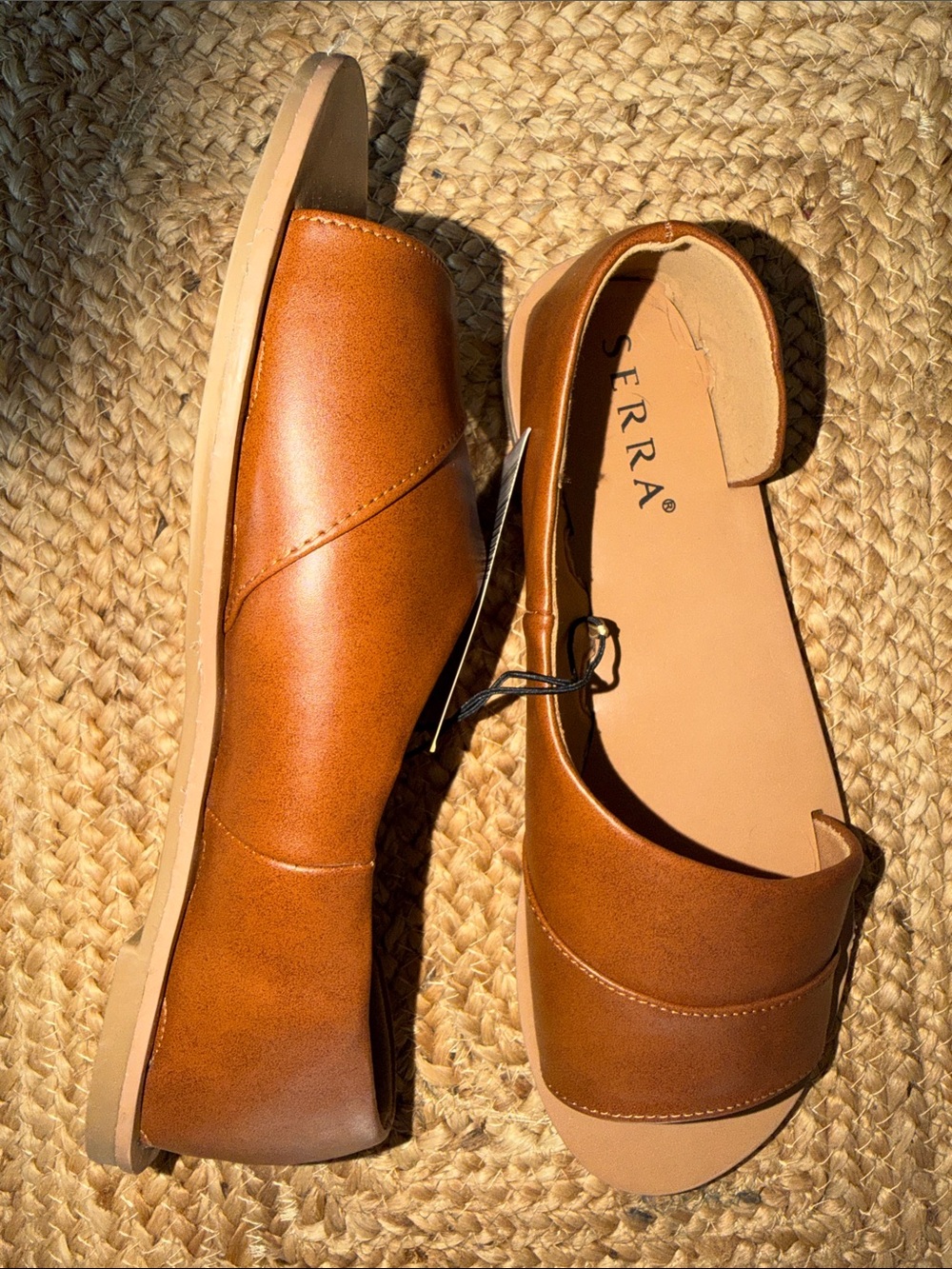 Serra Cognac Brown Leather Open-Toe Slide Mules - Picture 3 of 6